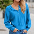 thumbnail image 3 of Longs Chandails pour Femmes Mode pour Femmes Col Rond à Boutons Manches Longues Hauts Unis Chandail à Enfiler Chandail Tendance et Confortable Vêtements d'Hiver Chandails d'Hiver pour Femmes, 3 of 8
