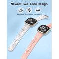 thumbnail image 3 of Wearlizer 2 Packs Compatible with Fitbit Versa 4 Bands/Versa 3 Bands/Sense 2 Bands/Sense Bands for Women, Pretty Two-tone Floral Engraved Silicone Straps, Cute Flower Pattern Sport Wristband Bracelets, 3 of 7