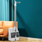 Broom and Dustpan Set, Staron 180° Rotatable Standing Broom Set, Self-Cleaning Scraping Teeth Broom and Dustpan Combo for Home Kitchen Hardwood Floor, White