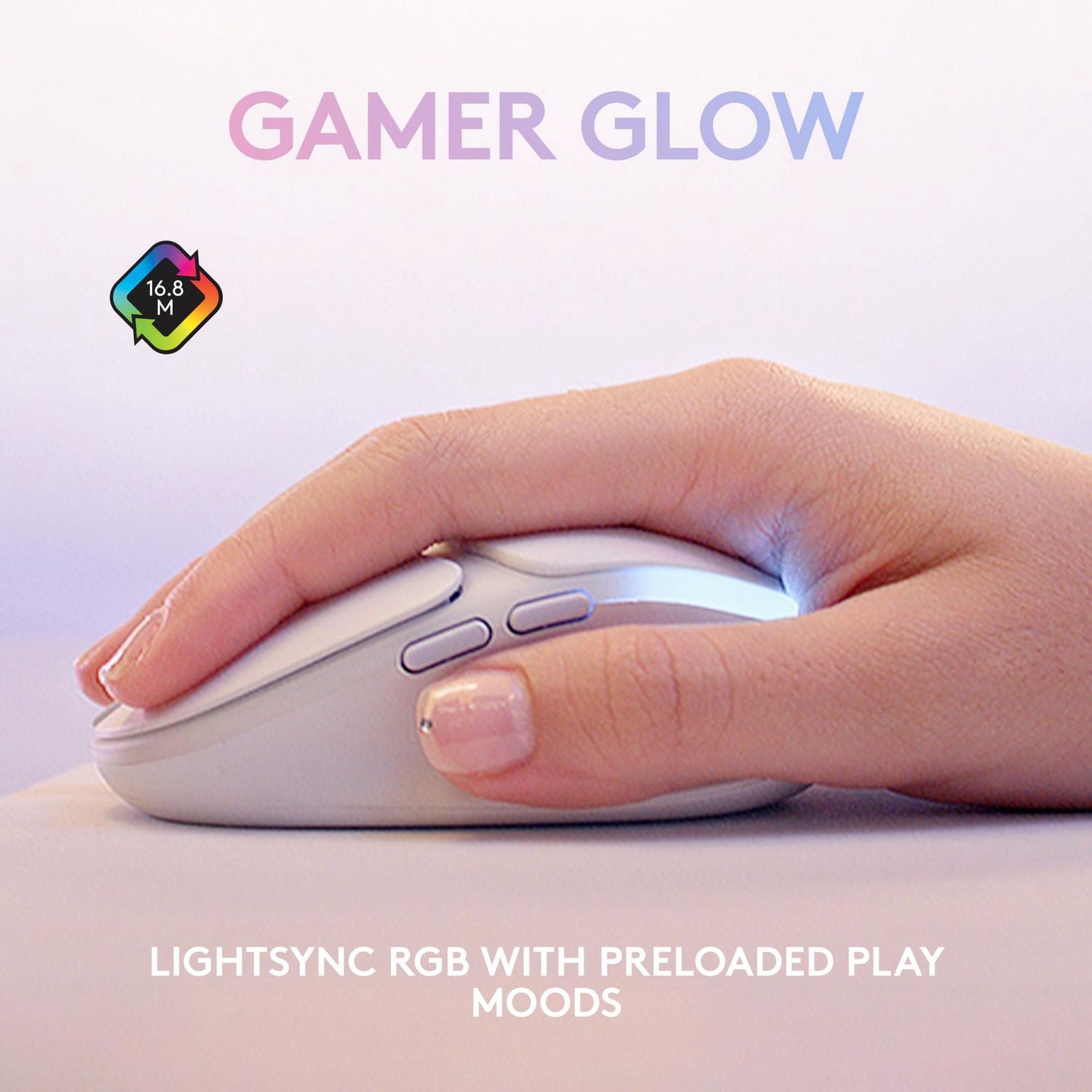 Logitech G705 Wireless Gaming Mouse, Customizable LIGHTSYNC RGB Lighting - Off White