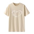 thumbnail image 4 of EQWLJWE Hauts d'Été pour Femmes Hauts pour Femmes Liquidation Mode Femme Uni Col Rond Imprimé T-Shirt à Manches Courtes Impression Blouse Ample Hauts, 4 of 5