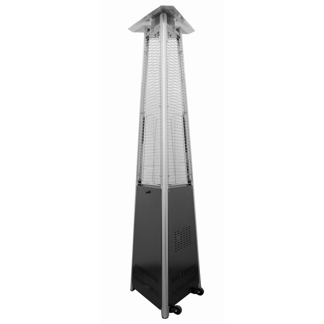 Hiland HLDS01-CGTPC Pyramid Patio Heater Propane w/Wheels, 87 Inches, Matte Black
