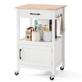 thumbnail image 1 of Gymax Rolling Kitchen Island Kitchen Cart w/ Rubber Wood Top Drawer White, 1 of 10