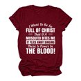thumbnail image 1 of B91xZ Été Hauts pour les Femmes 2024 Manches Longues Col Ras du Cou Smocked Manchette T-Shirt, Vin L, 1 of 1
