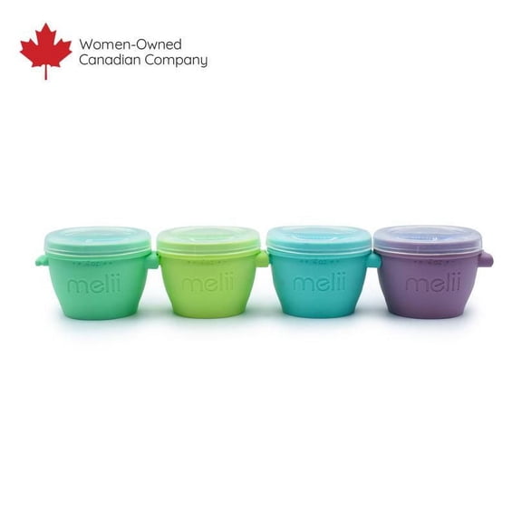 Melii contenants Snap & Go en silicone pour bébé et tout-petit, 4 oz (118 ml),ensemble de 4 contenants alimentaires empilables