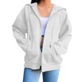 thumbnail image 1 of Mgmyaa Chandail en Molleton pour Femmes Mode Couleur Unie à Capuche avec Poche Manches Raglan Veste à Fermeture Éclair, 1 of 6