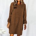 thumbnail image 1 of Mikilon Automne et Hiver Femmes Décontracté Uni Manches Longues Ample Col Rond Robe Chandail Duveteuse, 1 of 4