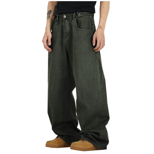 Amzcrzy Cargo Pants for Men Man Solid Color Work Clothes Style Jeans Easy Straight Tube Trousers Men's Pants Men's Cargo Pants Pants for Men Men's Clothing Slacks for Men
