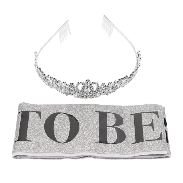 Kit de Couronne Écharpe de Mariée, Couronne Écharpe de Mariée de Fête Design Réglable Strass Étincelant Décoratif pour Fêtes Argent