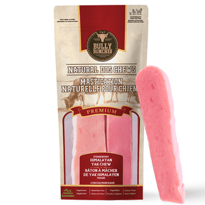 Bully Bunches Strawberry Himalayan Yak Chew (2 Pk) Super Long Lasting Natural Dog Chews