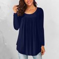 thumbnail image 2 of Pompotops Femmes Casual Couleur Unie Manches Longues Col Rond Basique Confortable T-Shirt, 2 of 8