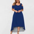 thumbnail image 3 of Bigersell Robes Décontractées pour Femmes Mode Femmes Été Décontracté Manches Courtes Épaules Dénudées Robe de Couleur Unie Robes d'Été Robe Soleil Régulière Robes, Style 28844, Bleu 5TG, 3 of 5