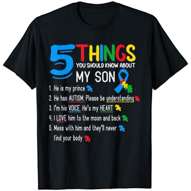 Autistic Son Autism Awareness Support For Mom Dad Parents T-Shirt - White - XL
