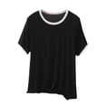 thumbnail image 1 of BLVB T-Shirts de Sommeil pour Femmes Coupe Ample Col Rond Manches Courtes Hauts de Pyjama en Modal Doux pour Détente Décontractée, 1 of 6