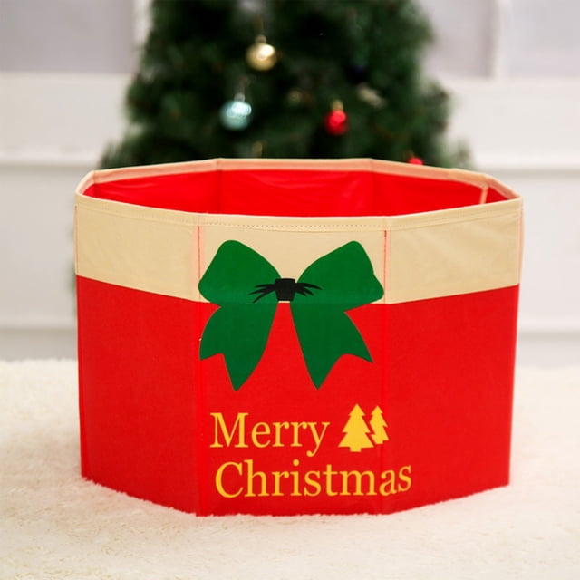 XYAIYT Collier de Sapin de Noël pour Décorations de Noël Résistant aux Déchirures en Tissu Non Tissé Velours Nœud Broderie Cache Support Se Convertit en Rangement Rangement de Cadeaux Organisé pour Maison Porche 15.7x11.8x1.4 Po Rouge