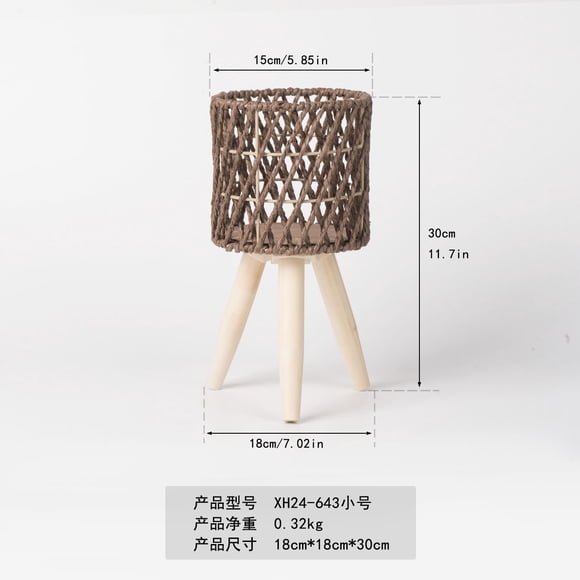 Handwoven Rattan Plant Stand Wicker Flower Pot Holder Wooden Craft Indoor Planter Stand Succulents Decorative Plant Display Base