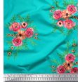 thumbnail image 1 of Soimoi Green polyester Crepe Fabric Flower Floral Print Fabric by Yard 42 Inch Wide, 1 of 3