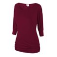 thumbnail image 1 of Matchstick Women's 3/4 Sleeve Basic Drape Top with Side Shirring, 1 of 4