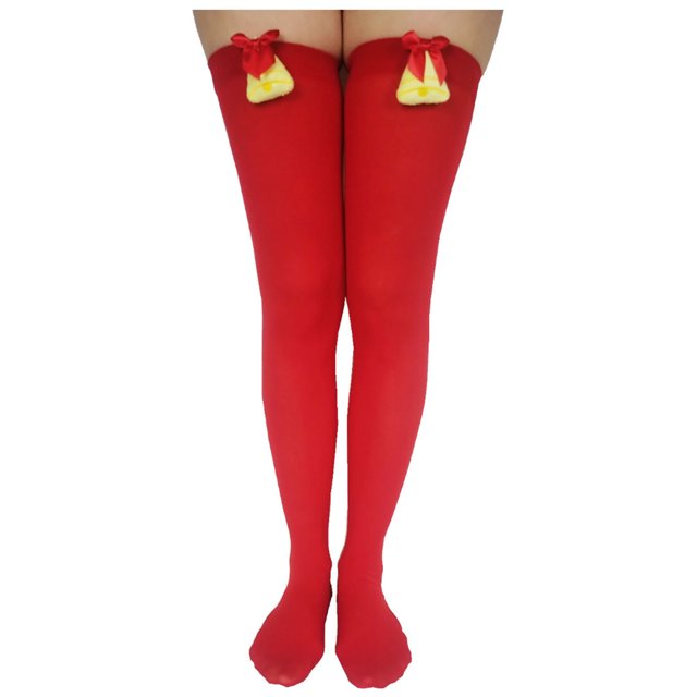 IROINID Réduit Haute Chaussettes pour Femmes Cuisse Haute Compression Chaussettes Noël Long Tube Genou Chaussettes Rayée Jarretière Accessoires Mignons Fête de Noël