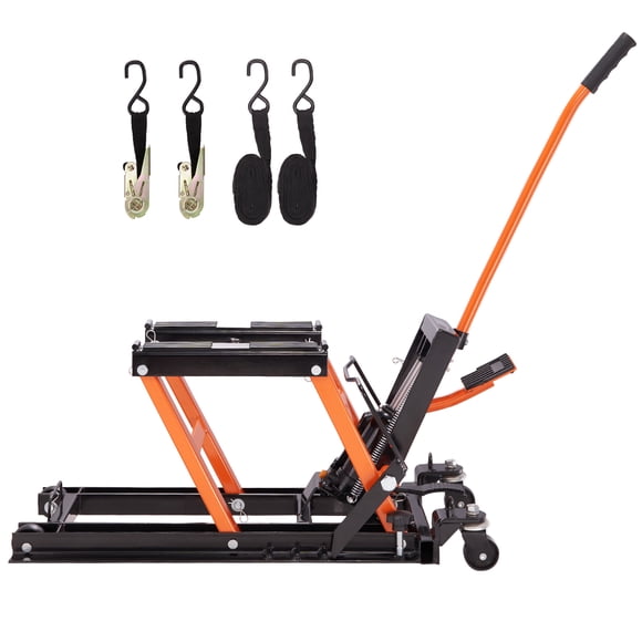 KFFKFF Support de Levage Hydraulique Métallique pour Vélo, Vérin à Ciseaux pour Quad de 1500 Lb, Support de Vérin à Ciseaux de 4,7 Pouces-15 Pouces Équipé de 4 Roues, Béquille de Levage Hydraulique Activée par le Pied pour Motocyclette VTT UTV