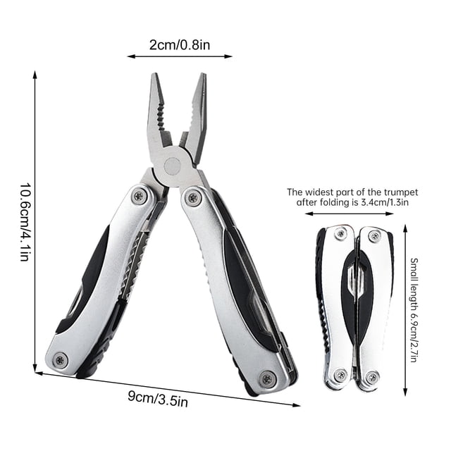 Fire with Fire Multifunctional Foldable Mini Pliers Tool for Outdoor Climbing,Includes Knife Screwdriver Opener Aluminum Compact Portable for Survival Camping