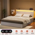 thumbnail image 4 of GUNAITO Queen Size Bed Frame with Headboard and 4 Storage Drawers LED Bed Frame with USB Ports & Outlets White, 4 of 10