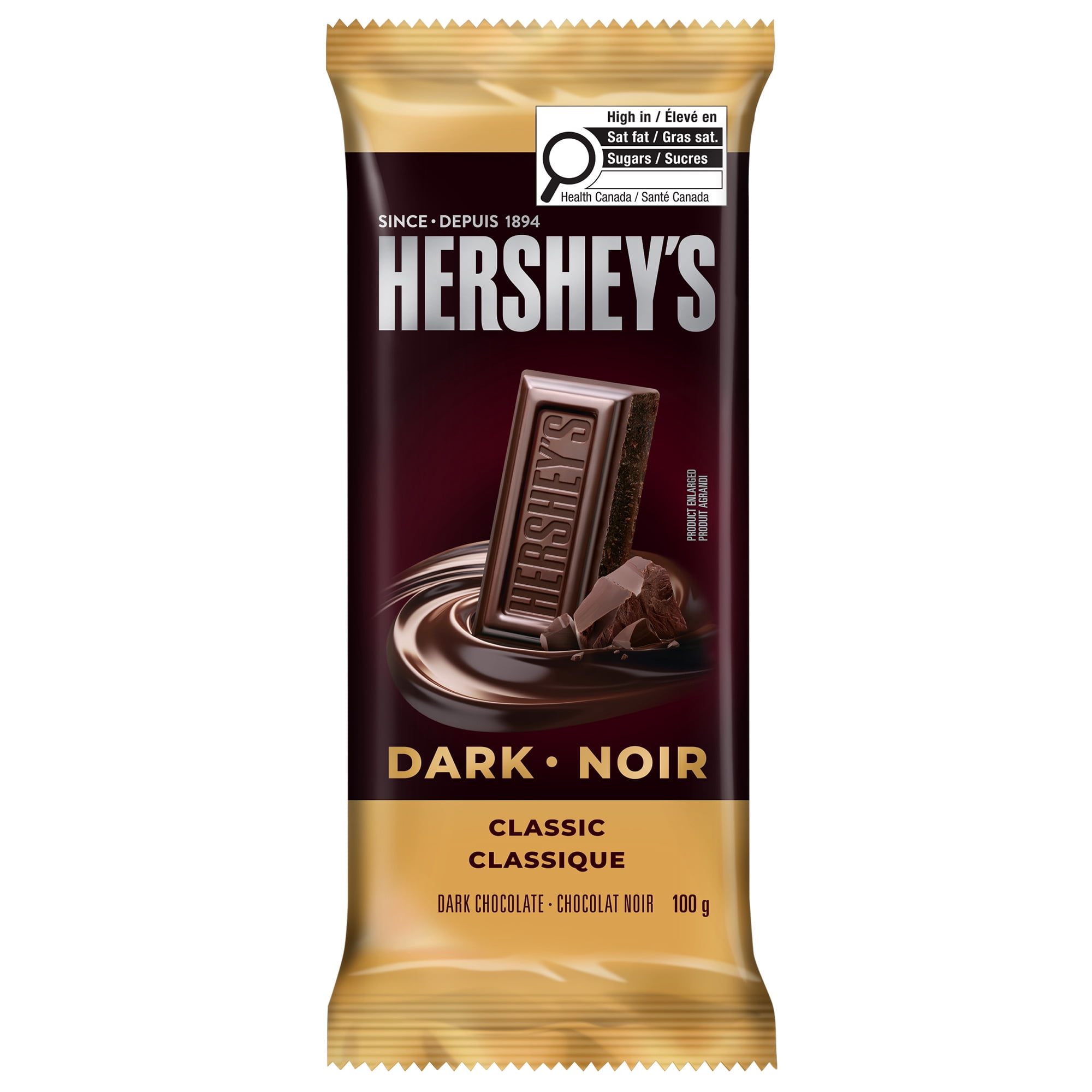 HERSHEY'S Dark Classic Bar, bold, rich and pure traditional flavour, 100g