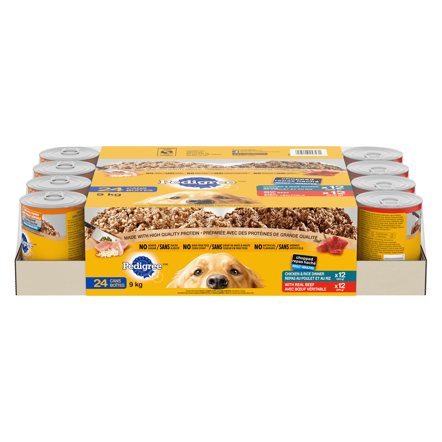 PEDIGREE Chopped Chicken and Rice & Beef Adult Wet Dog Food 9kg