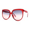 thumbnail image 3 of Womens Oversize Nerdy Round High Temple Horn Rim Sunglasses Red Black Red, 3 of 4