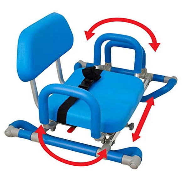 Platinum Health Chaise de Douche Glissante HydroSlide avec Siège Pivotant pour Baignoire, Douce, Rembourrée avec Caractéristique de Sécurité de Pont à Espace Brevetée, Accoudoirs Rembourrés. Idéale pour les Aînés et les Personnes Âgées (Bleu)