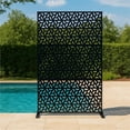 thumbnail image 3 of Yiwa Metal Outdoor Privacy Screen Panel, Freestanding Decorative Divider for Patio, Balcony or Garden, Weather-Resistant Design with Included Stand and Accessories for Quick Assembly, 3 of 10