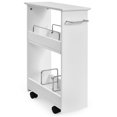 thumbnail image 1 of Gymax Chariot de Rangement Mince à Roulettes 3 Niveaux Armoire de Salle de Bain Unité de Rayonnage Mobile avec Poignée, 1 of 10