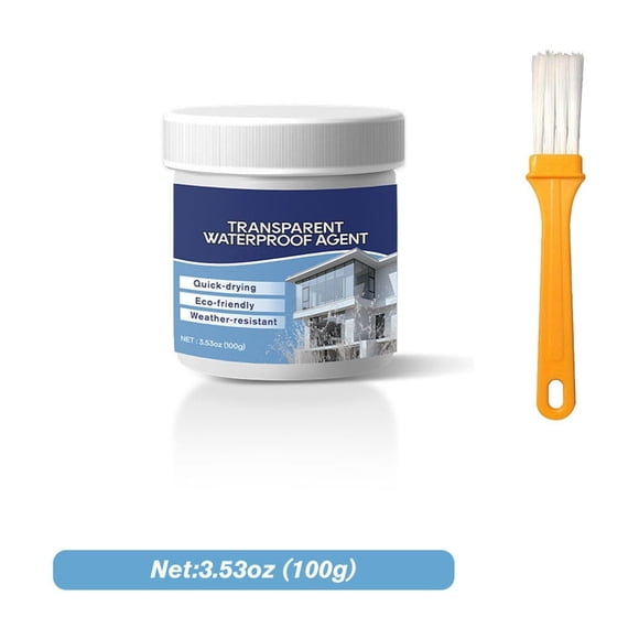 JZCHUNTOY Transparent Waterproof Sealant, 1Pc Leak Repair Glue with Brush, Strong Adhesion Weather Resistant Sealing Glue for Bathroom Kitchen Roof Window Tile Crack Water Leakage Repair