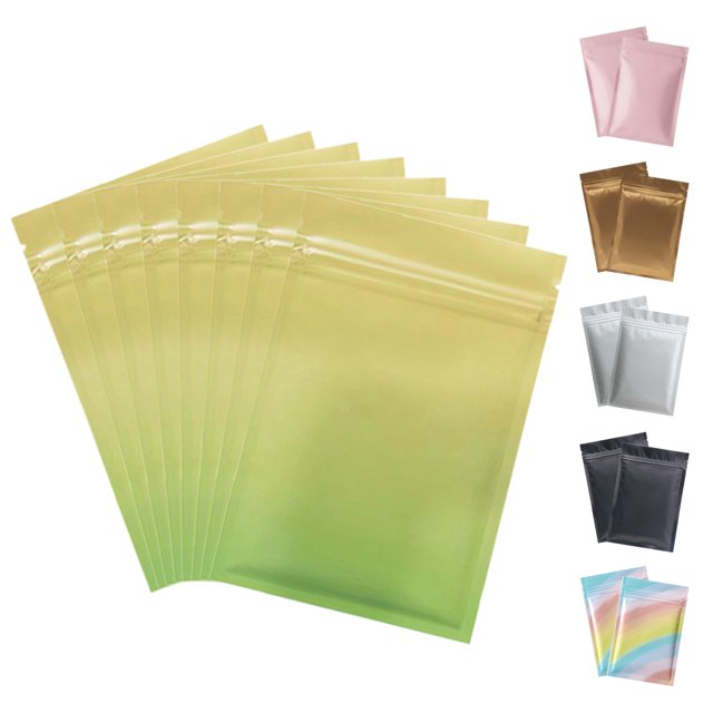 Aspire 100 Pcs Sacs à Fermeture Éclair en Mylar, Pochettes de Rangement Alimentaires Réutilisables, 5 Tailles au Choix