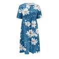 thumbnail image 4 of Meichang Robes de Plage à Imprimé Floral pour Femmes avec Poches Manches Courtes T-Shirt Robe d'Été Détente Col Rond Robe Maxi Tunique Plissée Fluide Confortable Vacances Robes d'Été, 4 of 5