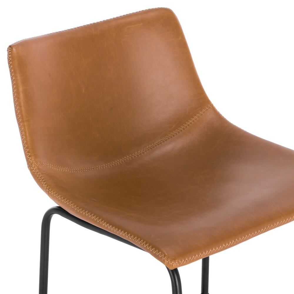 Heavenly Collection Ensemble de 2 tabourets hauteur bar 30 po, siège rembourré tan avec base en métal noir, style moderne pour cuisine et bar