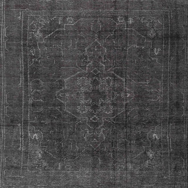 Ahgly Company Indoor Square Traditional Carbon Gray Persian Area Rugs, 9' Square