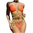 thumbnail image 1 of Qertyioot Women Bandeau Bandage Bikini Set Love Drawstring, 1 of 6
