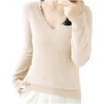 thumbnail image 2 of EGNMCR Chandail à Col Rond Mode Femme Décontracté Col Semi-Montant Couleur Unie Ample Base Tricoté Chandail Femme Blouse Polyester, 2 of 4