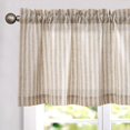 thumbnail image 1 of Valance Curtain Linen Textured Striped Window Curtain for Living Room Light Filtering Ticking Stripe Farmhouse Valance for Kitchen Rod Pocket 1 Panel 16 Inch Tan on Linen 1 Panel, 1 of 8