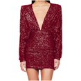 thumbnail image 1 of Pisexur Robes pour Femmes Robe de Cocktail à Col en V Profond Robe de Soirée à Paillettes de Mode Robe de Boîte de Nuit de Fête Tunique Dos Ouvert Robes de Retour à la Maison Robe Élégante pour Invitée de Mariage Robe Midi, 1 of 6