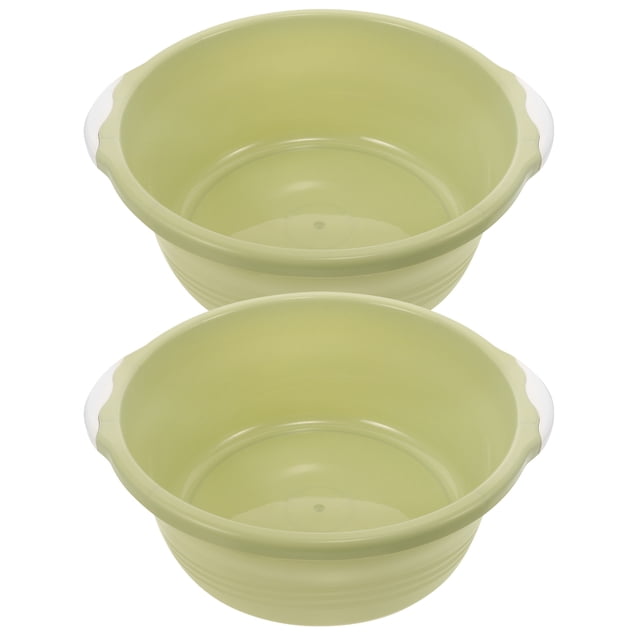 2pcs Home Bathroom Wash Basin Plastic Wash Basin Home Foot Basin Household Simple Basin (Medium Size Green)