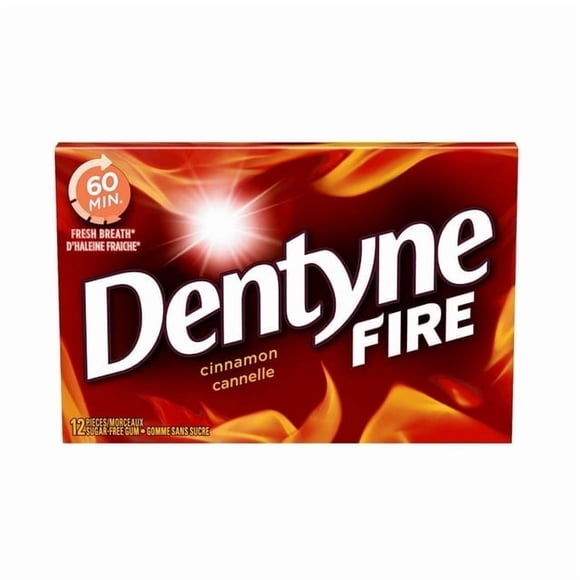 Dentyne Fire, Gomme Sans Sucre à la Cannelle, Paquet, 12 Pcs, Gomme à la Cannelle Audacieuse, Haleine Fraîche pendant 60 Minutes
