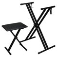 thumbnail image 1 of SNNROO Ensemble de Support de Clavier Double X et Banc, Hauteur Réglable, Support de Piano Numérique avec Sangles Verrouillables pour 49 61 76 88 Touches, 1 of 7