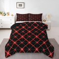 thumbnail image 2 of Erosebridal Geometric Abstract Bedding King Comforter Set, Neon Red Down Comforter, Modern Minimalst Decor , Breathable 3pcs, 2 of 8