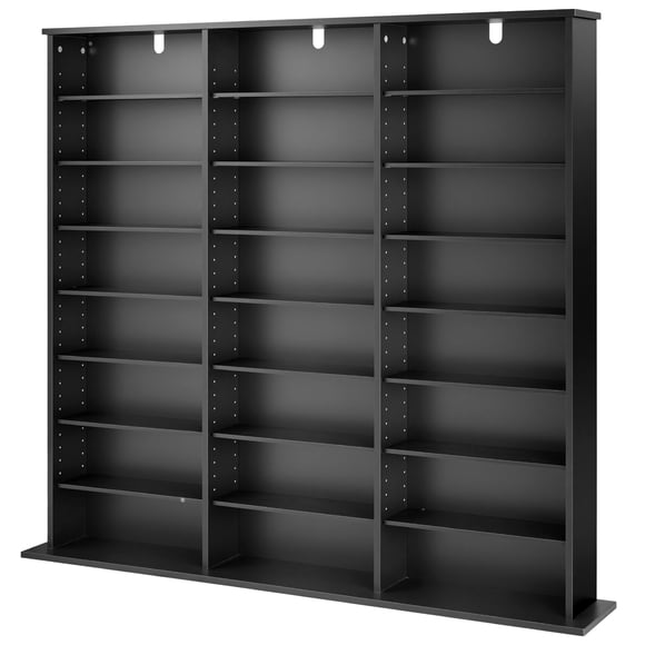 KFFKFF Media Storage Cabinet, 8-Tier DVD Shelf Organizer, 55.91 x 8.66 x 51.18 in Multimedia Storage Organizer for CDs, DVDs, Books & Games, CD Shelf for Living Room