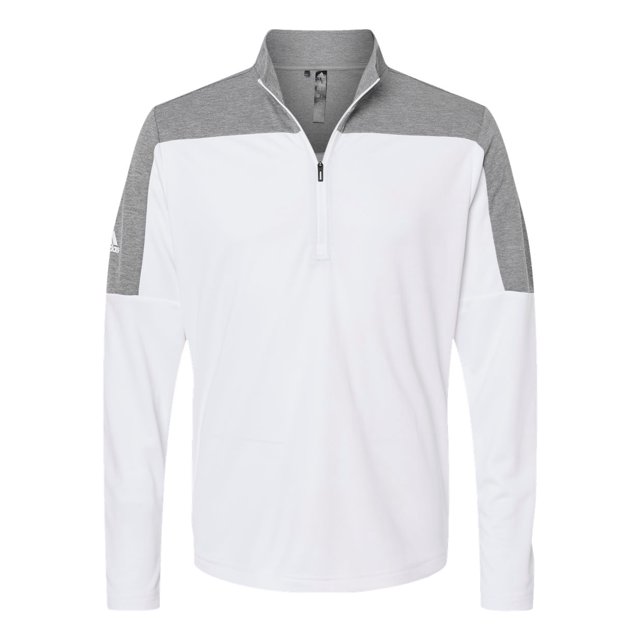 Adidas Mens Lightweight Quarter-Zip Pullover, S, White Grey Three Melange