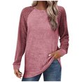 thumbnail image 1 of yoeyez Tunique en Tricot pour Femmes, Chandails à Manches Torsadées Patchwork, Col Ras du Cou Raglan, Chemises à Manches Longues, Hauts Mode Automne 2024, Rose, G, 1 of 5