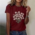 thumbnail image 1 of Jienlioq Hauts de Sortie pour Femmes T-shirt Imprimé pour Amoureuse Col Rond Manches Courtes Bourgogne TTTG, 1 of 5