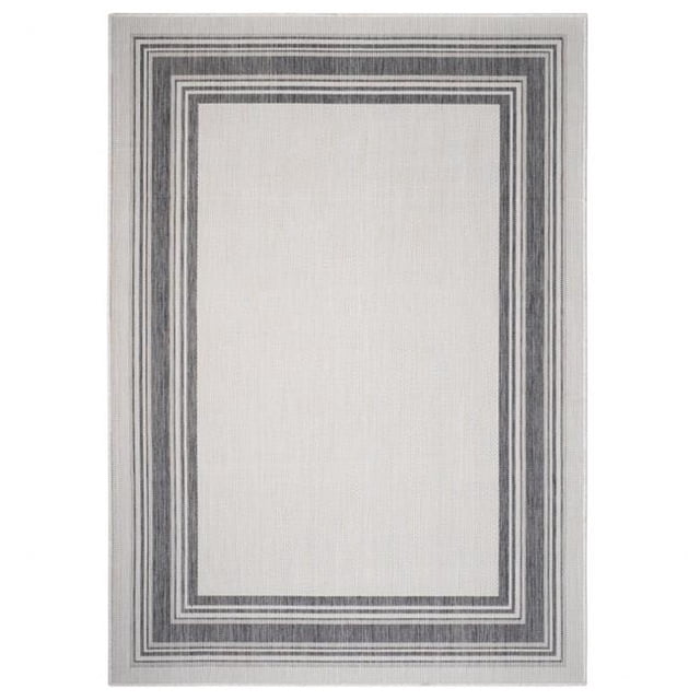 Tapis d'Intérieur et d'Extérieur Encadré Gris Pâle 8 x 10 Pi